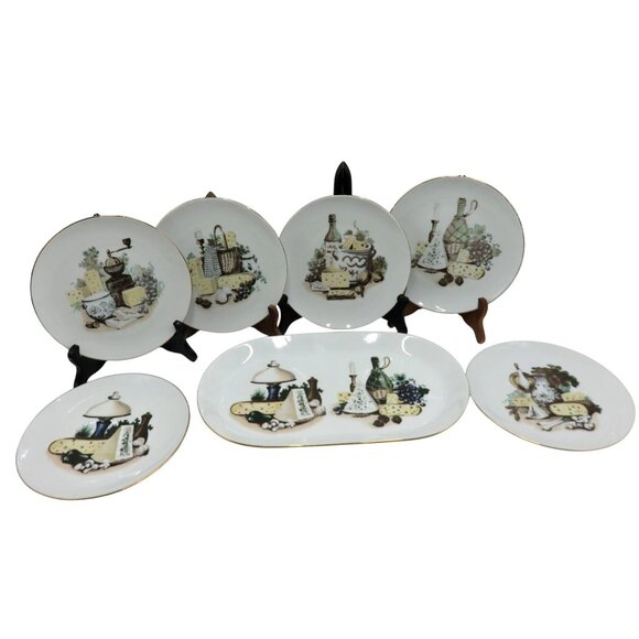 KAHLA German Democratic Republic Cheese and Wine Plate Set Vintage - Picture 1 of 10